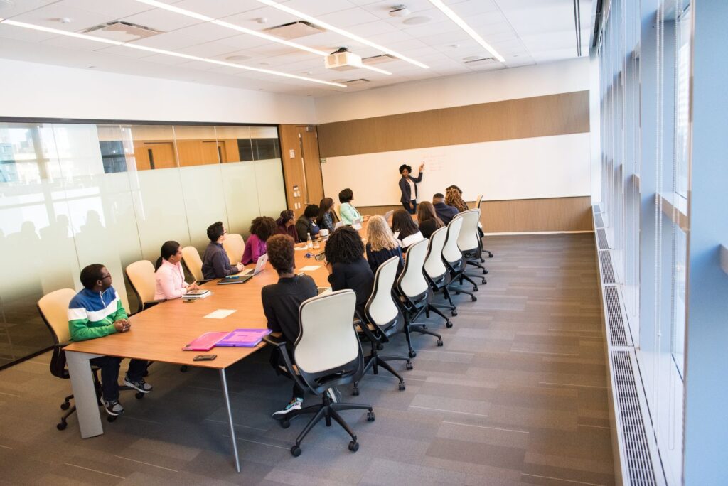 Small business team in a cybersecurity training session in a Central Florida office